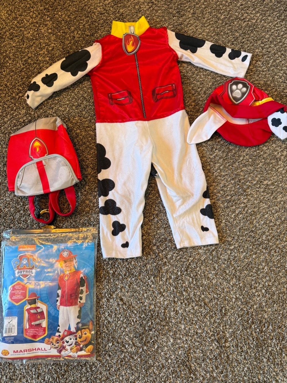 PAW Patrol Marshall Red and White Kids Costume with Hat and Backpack